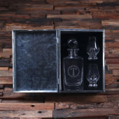 Engraved Steel Box Set with Sniffers and Decanter (Inside)