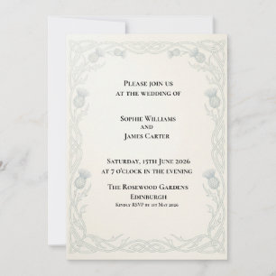 Engraved Thistle Knotwork Scottish Wedding Invitation