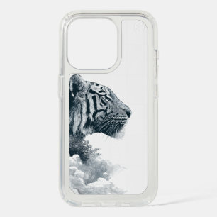 Engraved Tiger Profile Mystic Forest iPhone 15 Pro Case