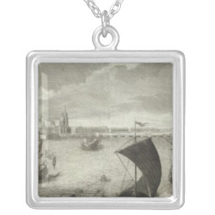 Engraved View of Saint Petersburg 5 Silver Plated Necklace