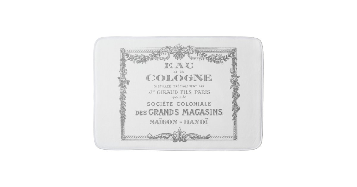 Engraved Vintage French Cologne Ad Art Bathroom Mat | Zazzle