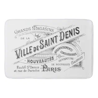 Engraved Vintage French Typography Bathroom Mat Engraved Vintage French Typography Bathroom Mat