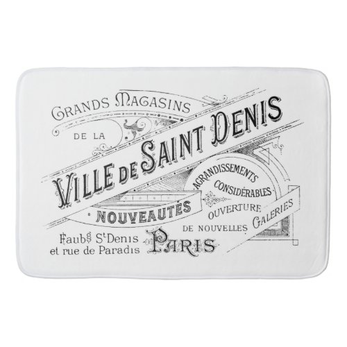 Engraved Vintage French Typography Bathroom Mat