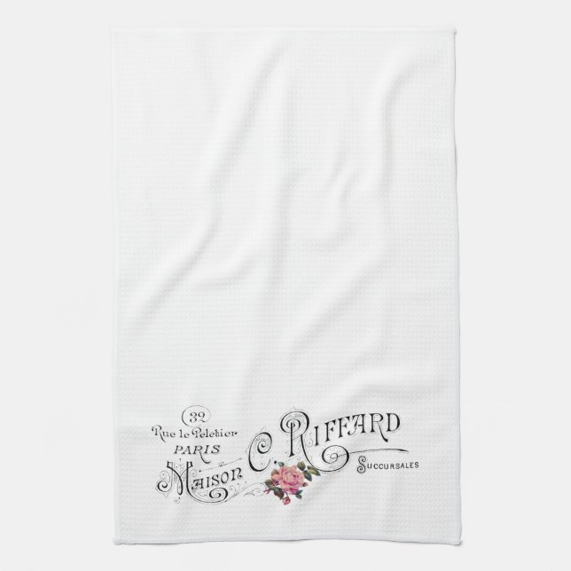 Engraved Vintage French Typography Kitchen Towel (Vertical)