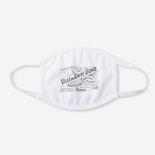Engraved Vintage French Typography White Cotton Face Mask