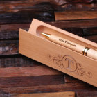 Engraved Vintage Monogram Desktop Case & Pen