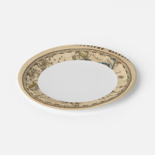 Engraved Western Hemisphere Map Paper Plates