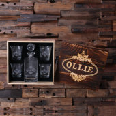 Engraved Whiskey Gift Set w/ Global Lid & Decanter (Inside)