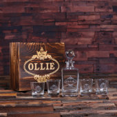 Engraved Whiskey Gift Set w/ Global Lid & Decanter (Front)