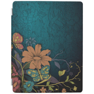 Engraved Wildflowers and Butterflies iPad Smart Cover