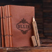 Engraved Wood Pen Set with Soft Leather Journal (Front)