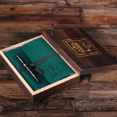 Engraved Writing Set & Hunter Green Felt Journal (Inside)