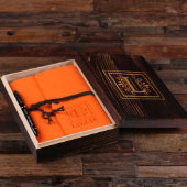 Engraved Writing Set & Neon Orange Felt Journal (Inside)