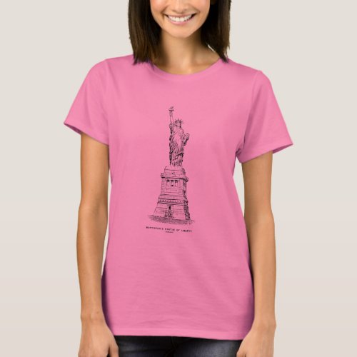 Engraving Of The Statue Of Liberty T_Shirt