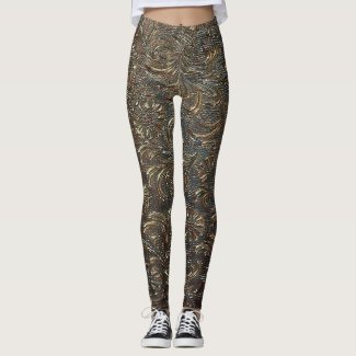 engraving pattern bronze monochrome Leggings