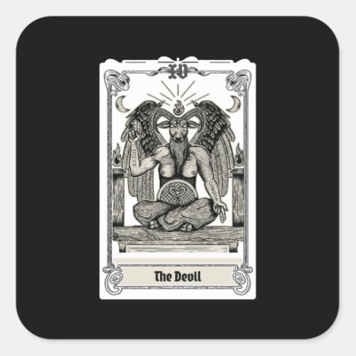 Engraving Tarot The Devil XV Square Sticker