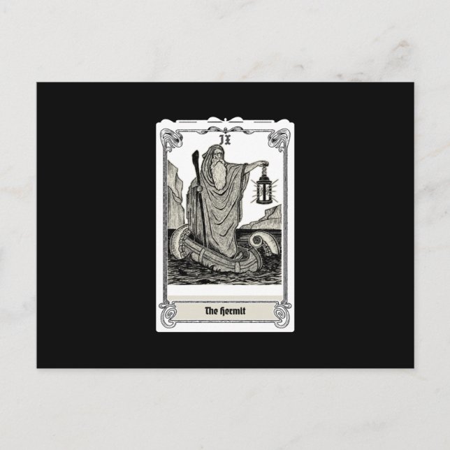 engraving tarot The Hermit IX Postcard (Front)