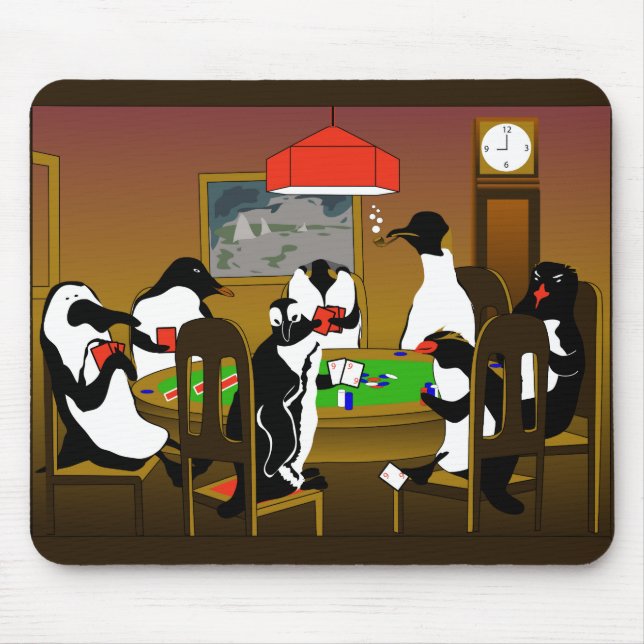 enguins can play poker too mouse pad (Front)