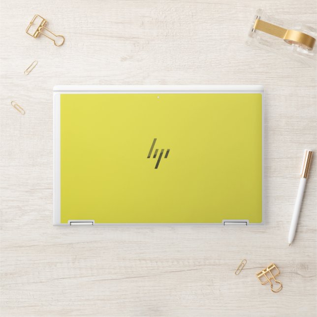 Enhance Your Design with Yellow Background  HP Laptop Skin (Desk)