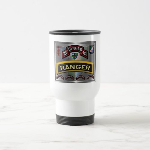 Enhanced Design 75th Ranger Regiment White Travel Mug