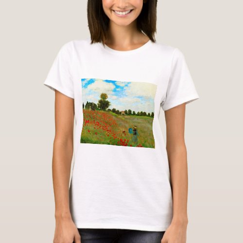 Enhanced Poppy Field by Claude Monet T_Shirt