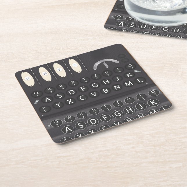 Enigma Machine Square Paper Coaster (Angled)