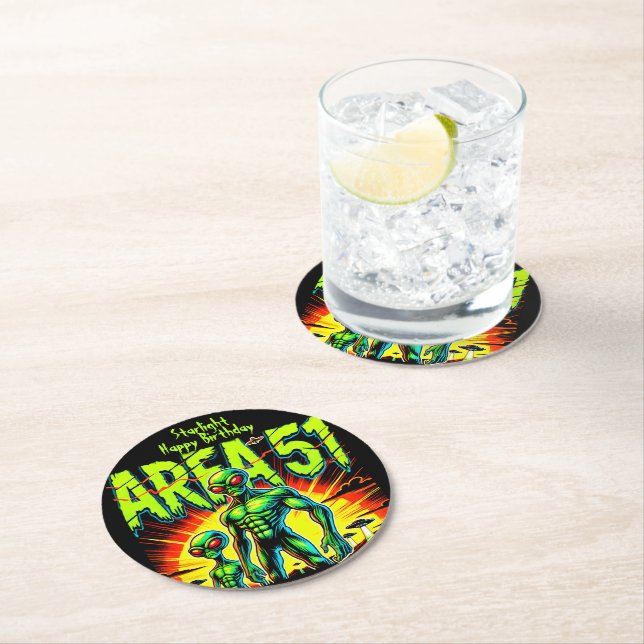Enigmatic Aliens Appear Near Area 51 Round Paper Coaster (Insitu)