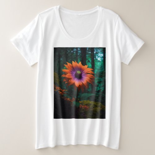 Enigmatic Bloom Hyper_Realistic Purple Flower in Plus Size T_Shirt