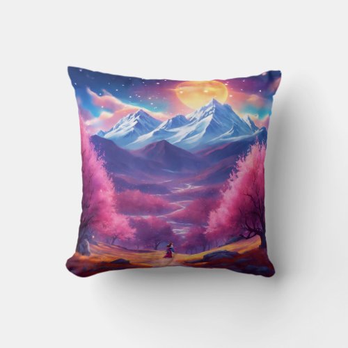 Enigmatic Dreamlands A Fusion of Fantasia Throw Pillow