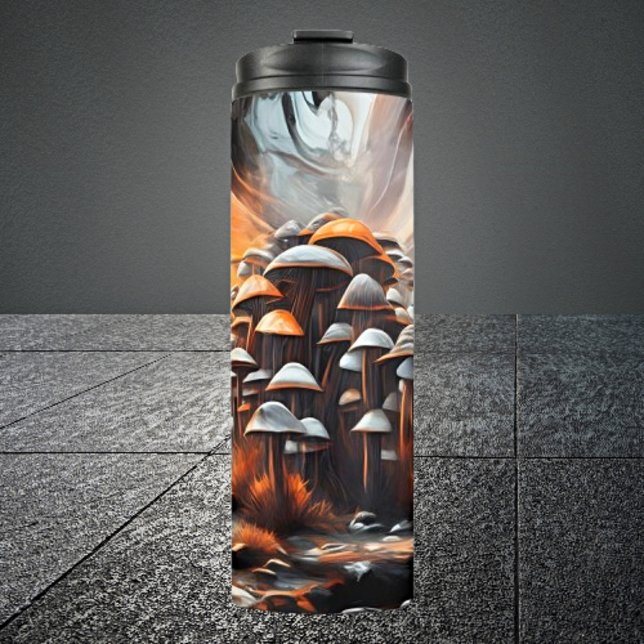 Enigmatic Elegance: Abstract Mushrooms Thermal Tumbler (Creator Uploaded)