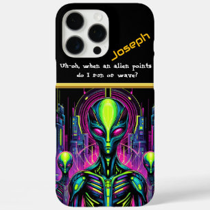 Enigmatic extraterrestrial figure stands iPhone 16 pro max case