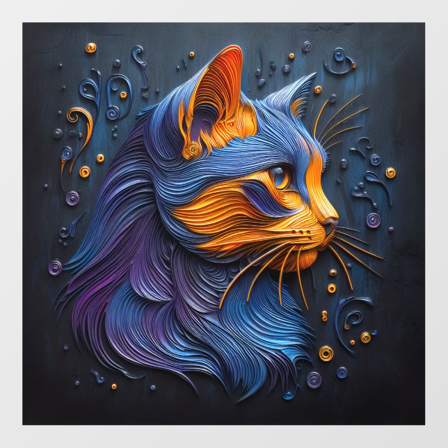 Enigmatic Feline Glance - AI Creates Wall Decal (Front)