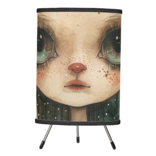 Enigmatic Girl With Mushroom Hat in Surreal Forest Tripod Lamp