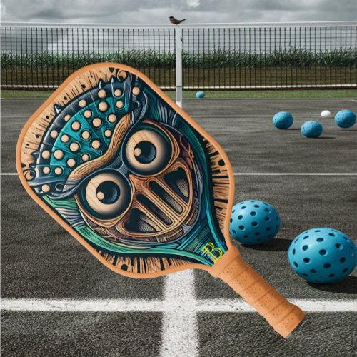 Enigmatic Mask Carved on Wooden Plaque Image Pickleball Paddle