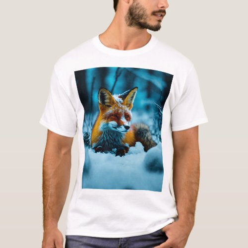 Enigmatic Night Fox in Snow T_Shirt _ Captured i