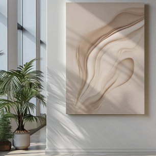 "Enigmatic Oasis" Beige Abstract Art Poster