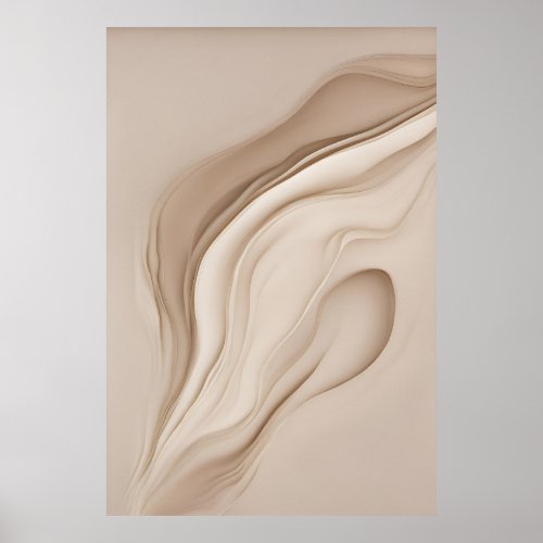 Enigmatic Oasis  Beige Abstract Art Poster