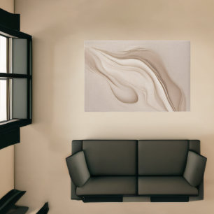 "Enigmatic Oasis" Beige Abstract Art Rug