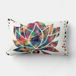 Enigmatic Oriental Lotus Flower Original Abstract Lumbar Pillow
