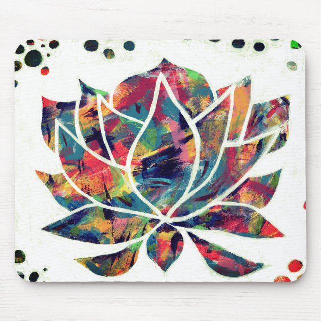 Enigmatic Oriental Lotus Flower Original Abstract  Mouse Pad (Front)