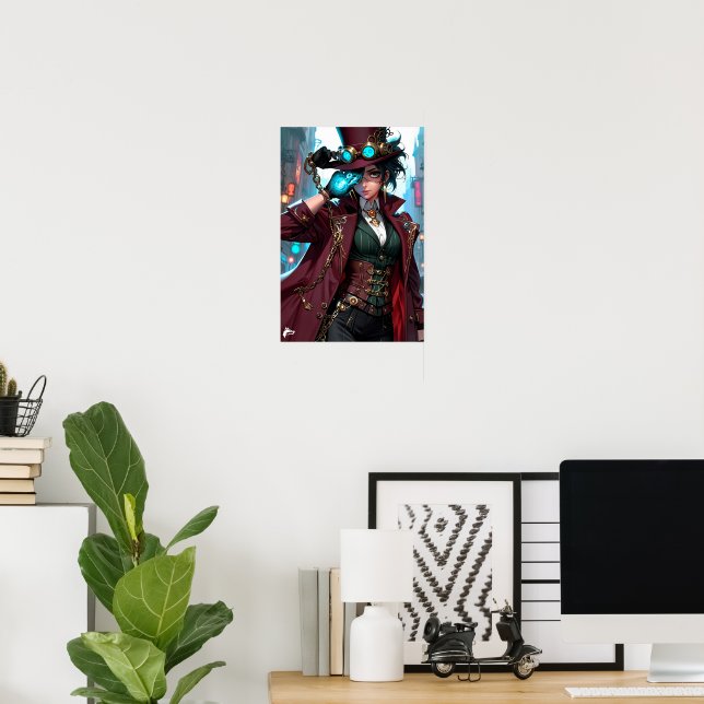 Enigmatic Steampunk Lady – Elegance and Mystery  Poster (Home Office)