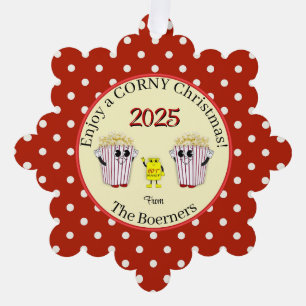 Enjoy A Corny Christmas! Popcorn Paper Tag Ornament Card