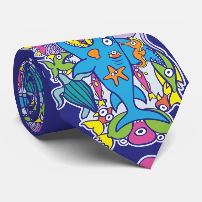 Enjoy a refreshing summer surfing a big wave neck tie (Rolled)