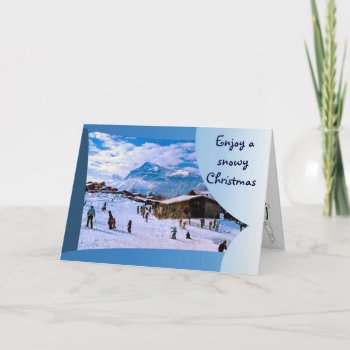Enjoy A Snowy Christmas In The French Alps 1 Holiday Card by Franceimages at Zazzle