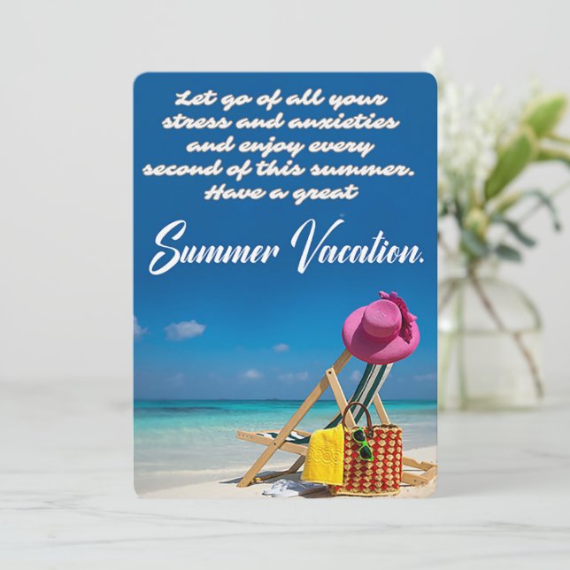 Enjoy a summer vacation at the beach   holiday card (Standing Front)