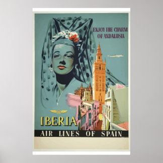 Enjoy Andalusia Spain Air Line Travel Poster