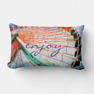 Enjoy Carnival Ferris Wheel Photo Colorful Bold Lumbar Pillow