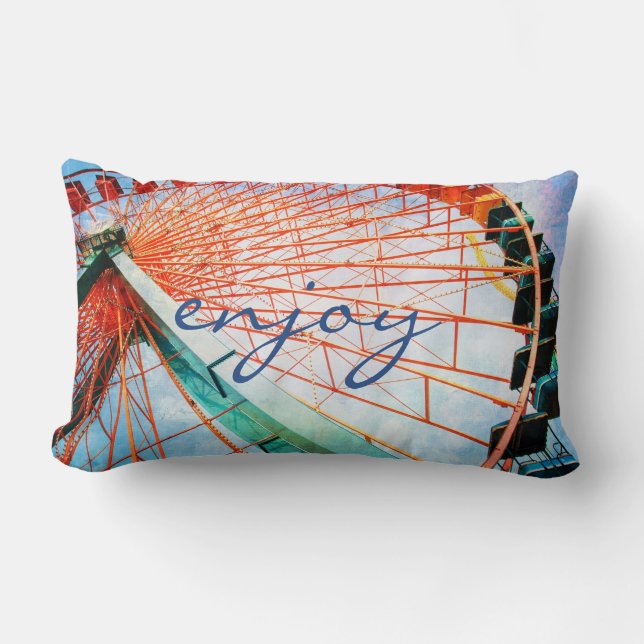 Enjoy Carnival Ferris Wheel Photo Colorful Bold Lumbar Pillow (Front)