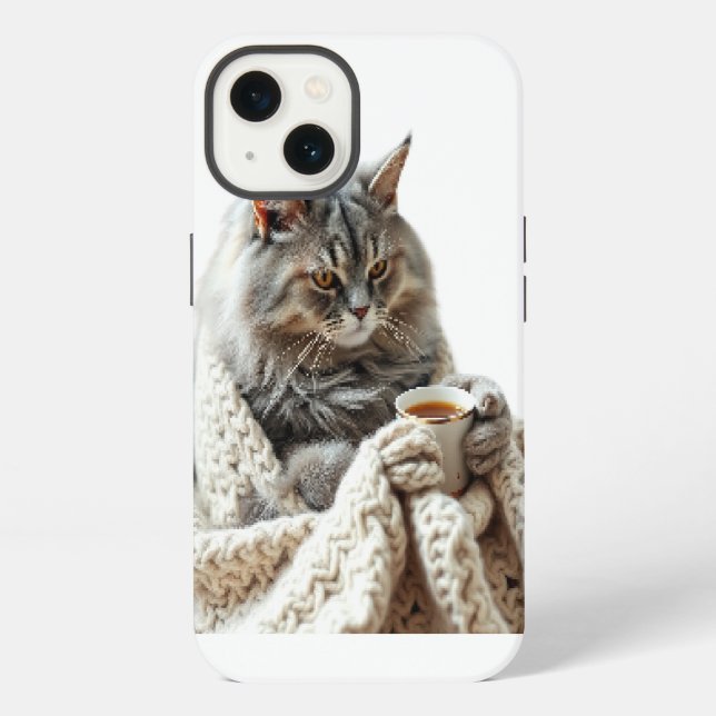 Enjoy Cat Winter Tea  Iphone Case (Back)