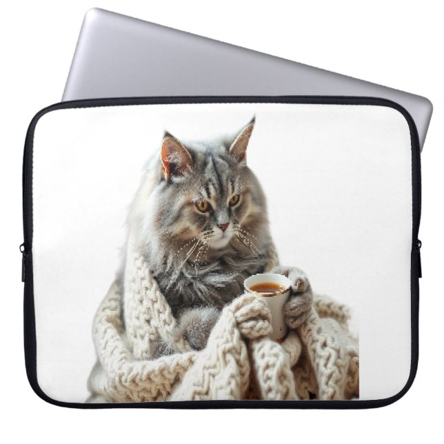 Enjoy Cat Winter Tea  Laptop Sleeve (Front)